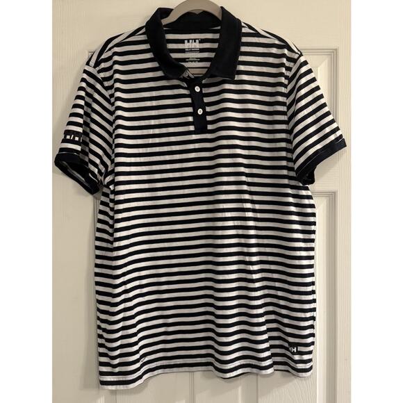 Helly Hansen Other - Helly Hansen Fjord Polo Men’s XL Navy Stripe Coastal Preppy Golf Weekend Casual